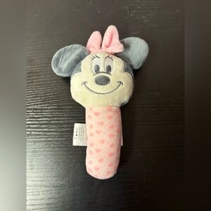 Disney Baby Minnie Mouse Plush Rattle Pink Heart Infant Toy